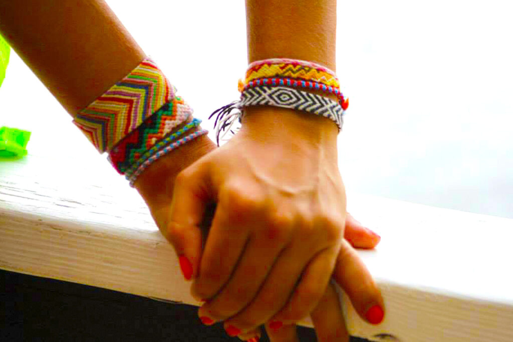 Friendship bracelets at an American summer camp